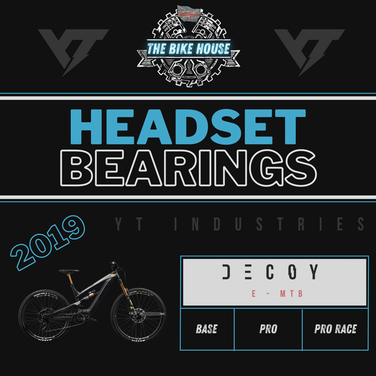 2019 YT DECOY REPLACEMENT TAPERED HEADSET BEARINGS [ BASE PRO PRO