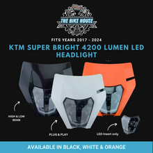 Load image into Gallery viewer, KTM 2017 - 2024 DRL LED HEADLIGHT SUPER BRIGHT 4200 LUMENS [ ORANGE | BLACK | WHITE | INSERT ]
