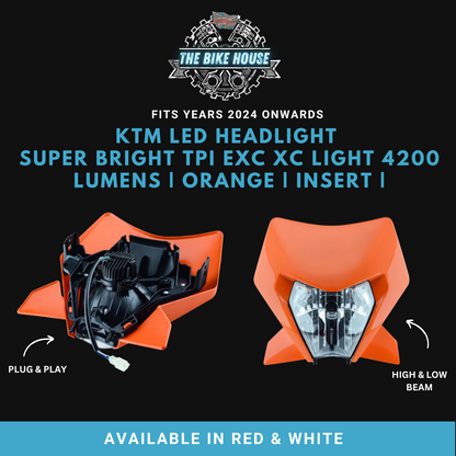 KTM 2024 - Onwards LED Headlight Super Bright TPI EXC XC LIGHT 4200 Lumens | Orange | Insert |