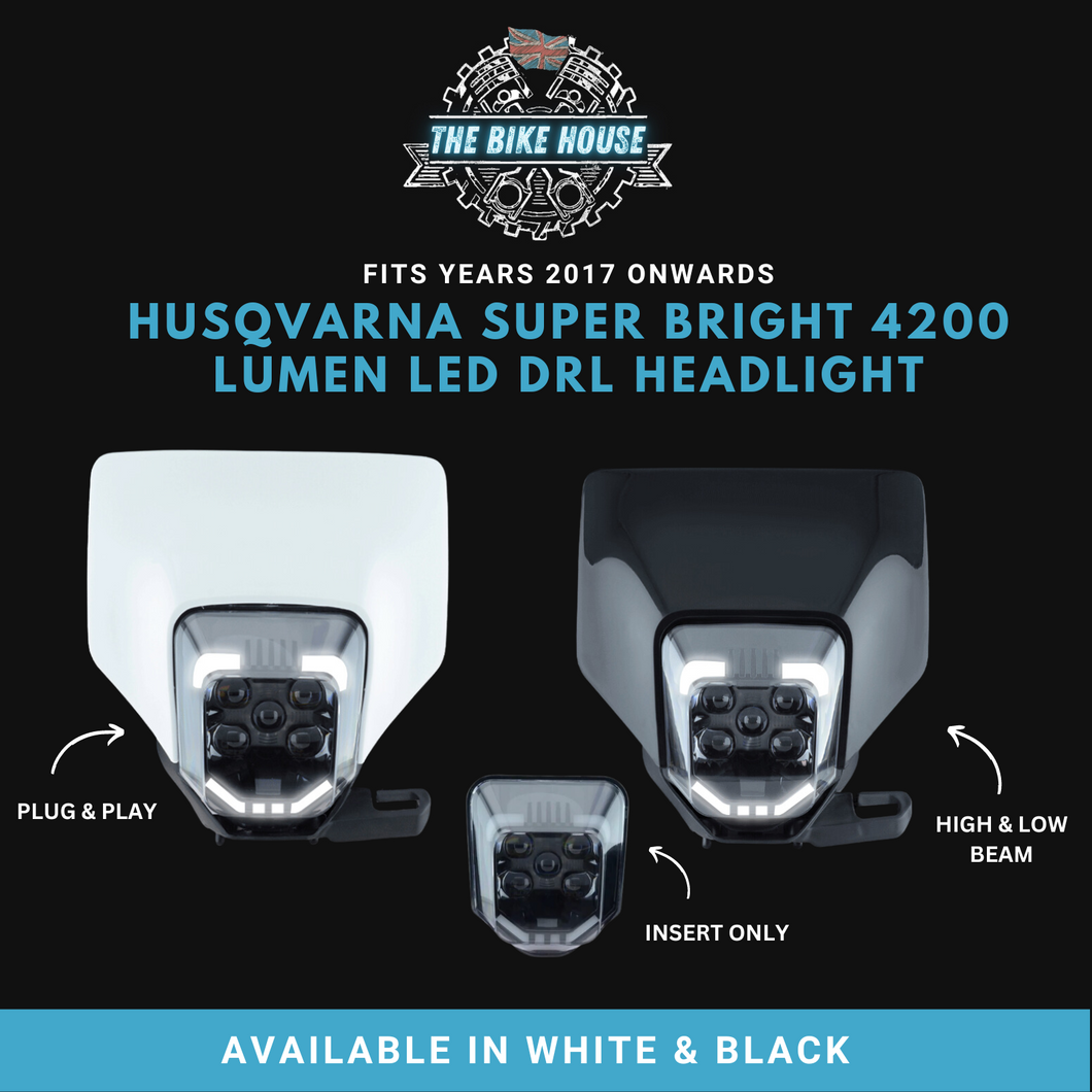 2017 - 2024 HUSQVARNA SUPER BRIGHT DRL LED HEADLIGHT 4200 LUMENS FE TE HUSKY [ WHITE | BLACK | INSERT ]