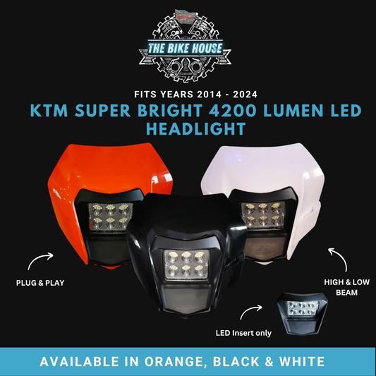 KTM 2014 - 2016 LED Headlight Super Bright  EXC XC TPI Plug & Play 4200 Lumens [ Orange | Black | White | Insert ]