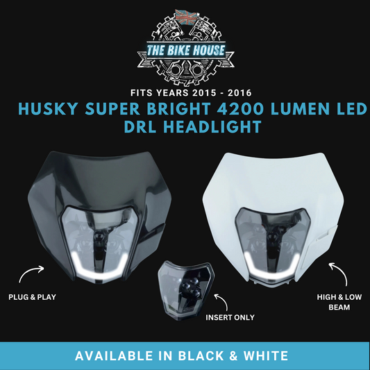 Husqvarna 2015 - 2016 DRL LED Headlight 4200 Lumens Super Bright Husky Light TE FE [ Black | White ]