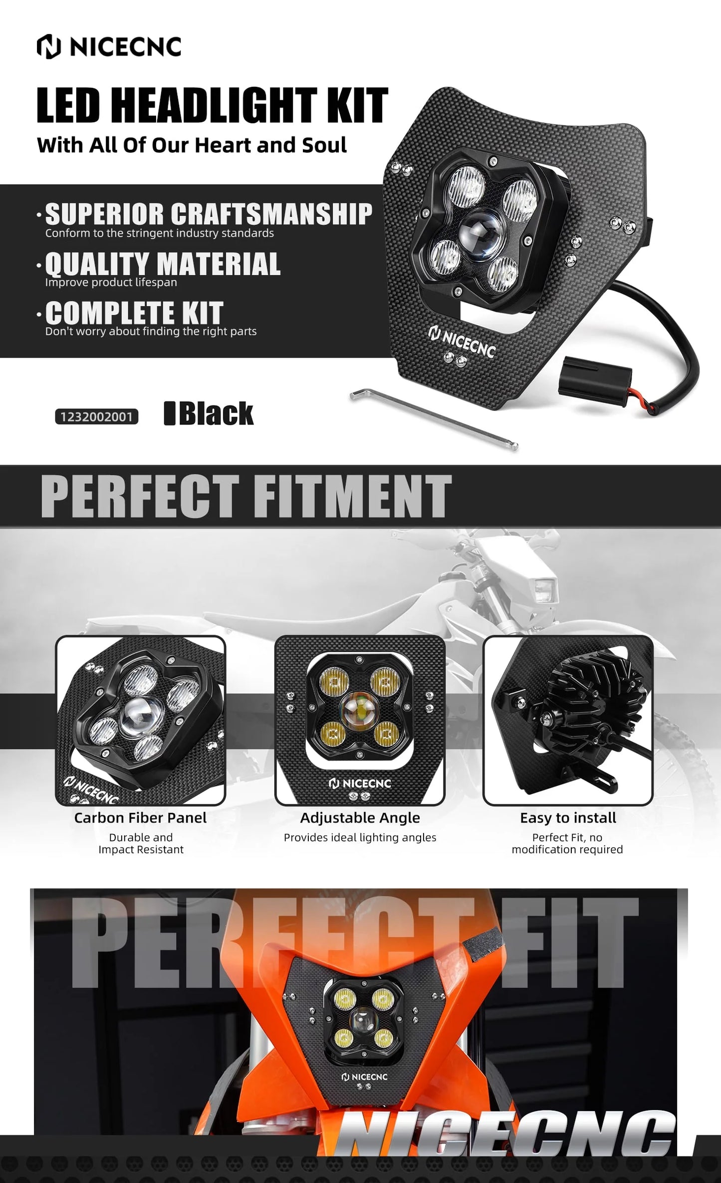 KTM NICECNC LED Headlight Kit For KTM 150-500 EXC / EXC-F / XC-W / XCF-W / XW-F 2024-2025 #4