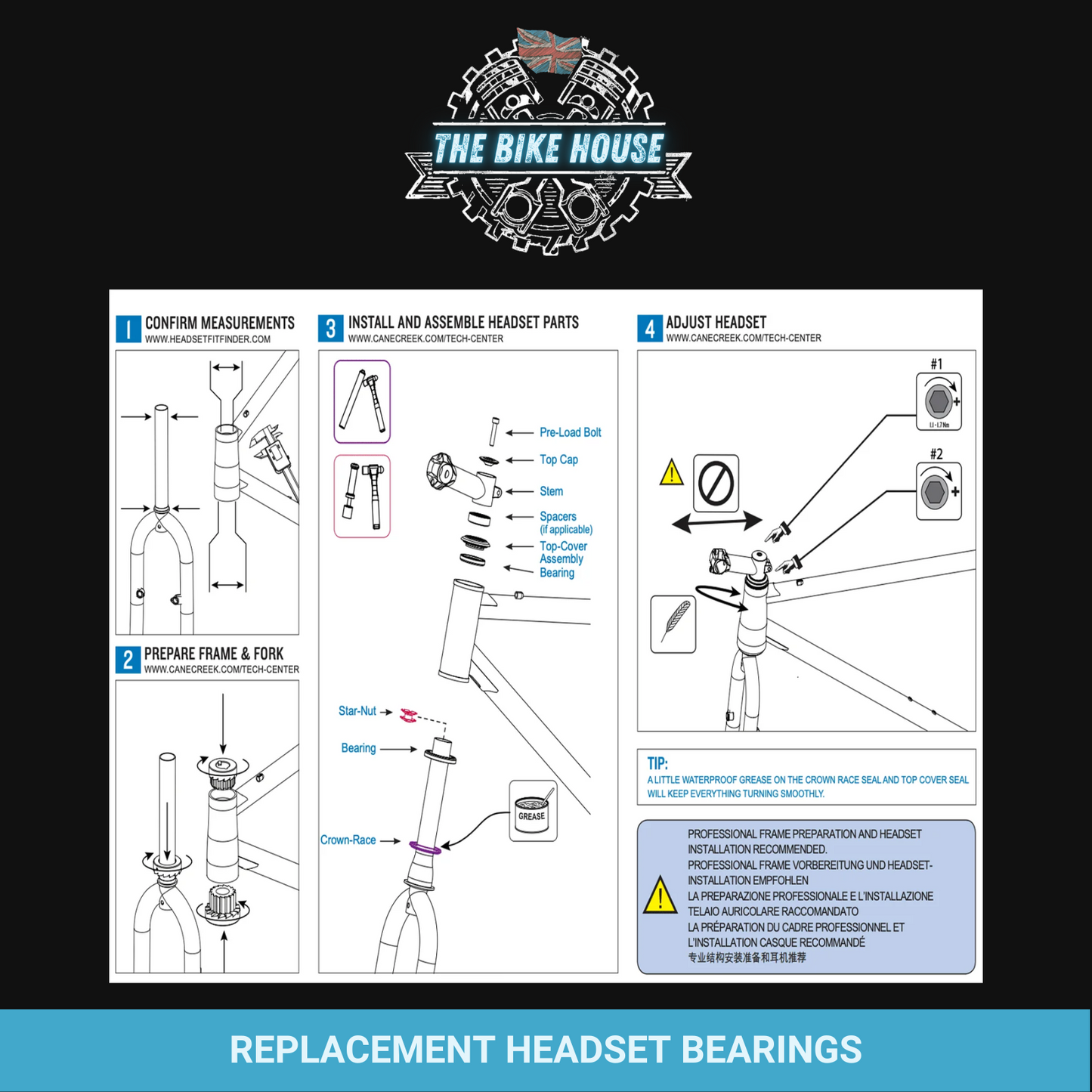 Replacement Bike Headset Bearing Angular Contact  Mountain / Road [ Hope | FSA | Cane Creek | Acros ]