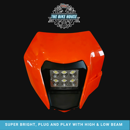 KTM 2014 - 2016 Super Bright 6 LED Headlight EXC XC TPI Plug & Play 4200 Lumens [ Orange | Black | White | Insert ]