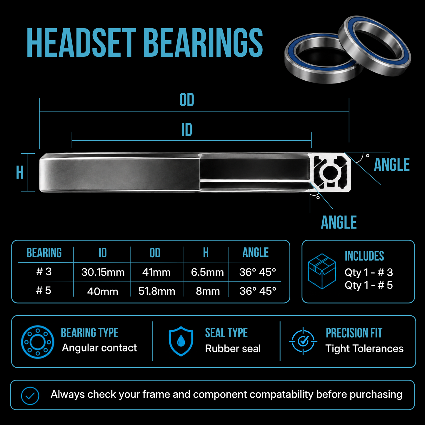 2017 Giant Glory Headset, Bottom Bracket, Wheel & Frame Bearing Kits