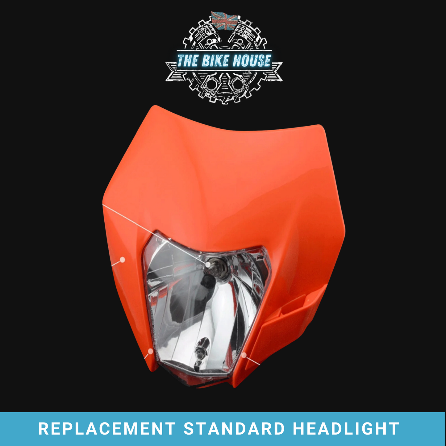 KTM 2014 - 2016 Headlight E-Marked Headlamp Light EXC EXCF XC XCW SX SXF [ White | Black | Orange ]