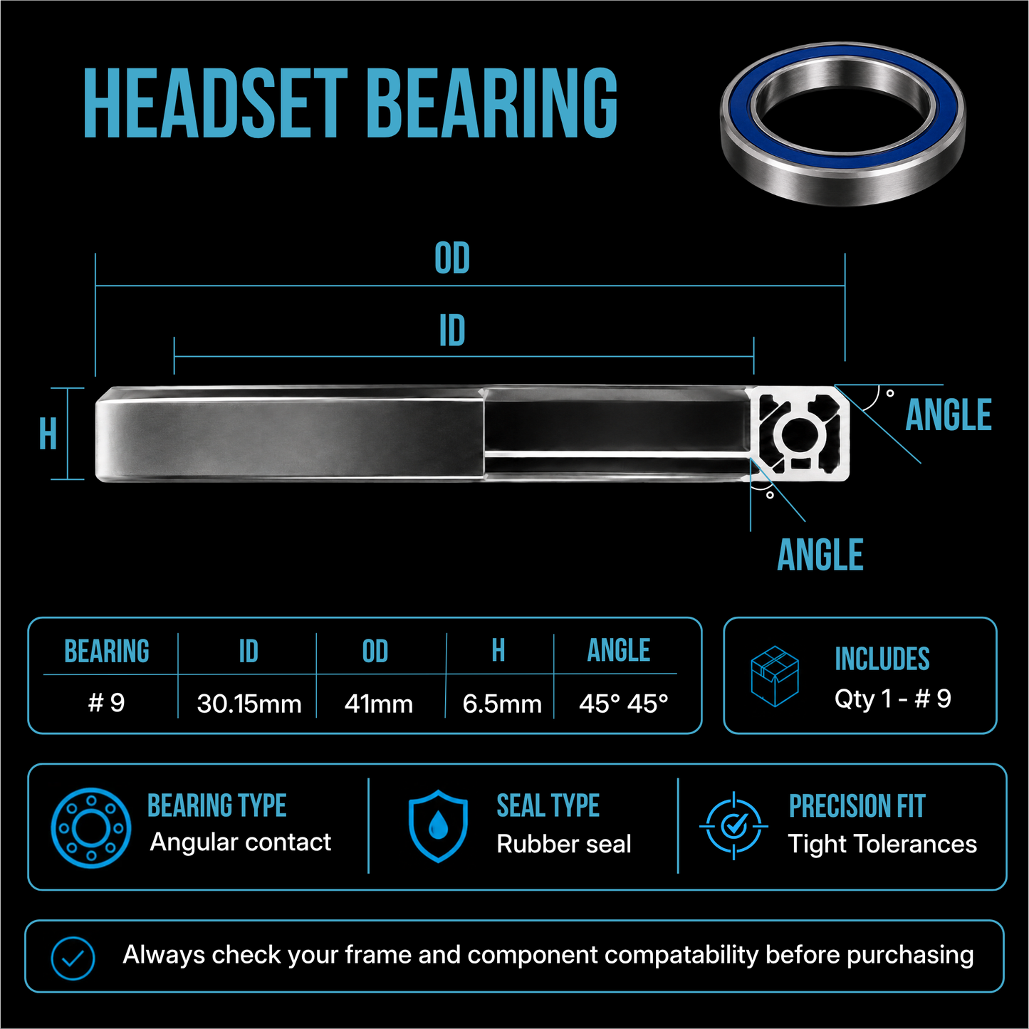 Replacement Bike Headset Bearing Angular Contact  Mountain / Road [ Hope | FSA | Cane Creek | Acros ]