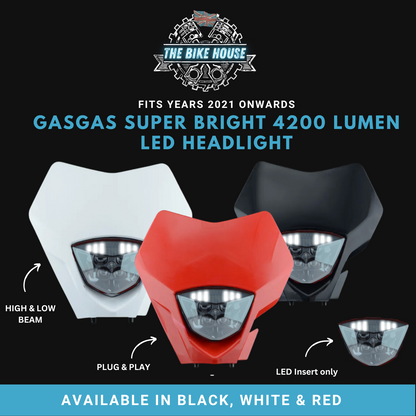 Gasgas 2021 Onwards Super Bright DRL LED Headlight [ Red | White | Black| Insert ]