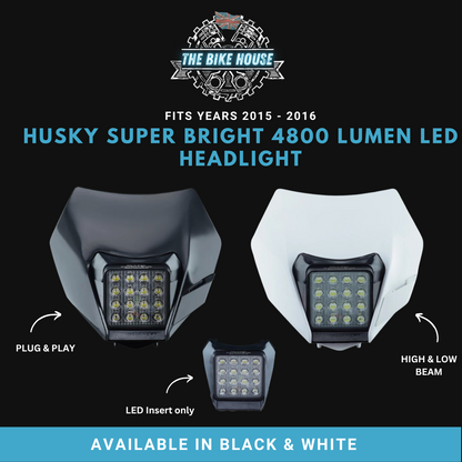 Husqvarna 2015 - 2016 16 LED Headlight 4800 Lumens Super Bright Light [ Black | White | Insert ]