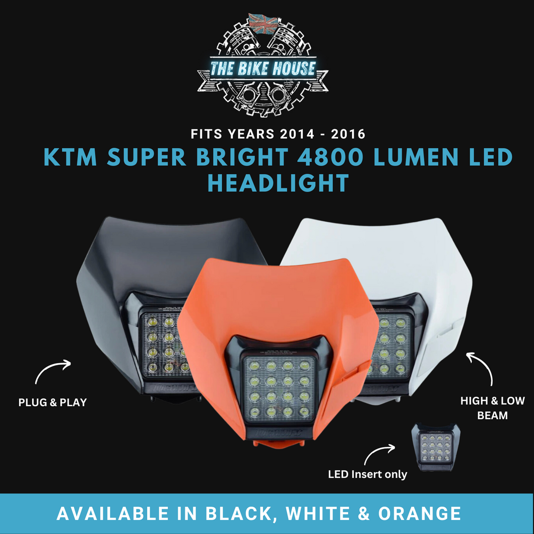 KTM 2014 - 2016 16 LED HEADLIGHT SUPER BRIGHT EXC XC LIGHT 4800 LUMENS [ ORANGE | BLACK | WHITE | INSERT ]
