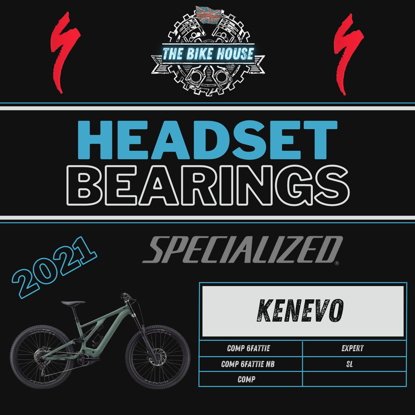 2021 SPECIALIZED KENEVO REPLACEMENT TAPERED HEADSET BEARINGS [ COMP | 6FATTIE | NB ]