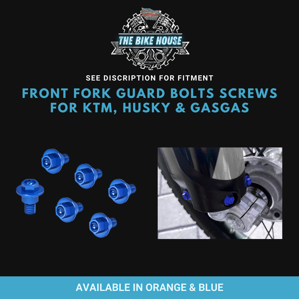 Front Fork Guard Bolts Screws Blue For KTM HUSKY & GASGAS.
