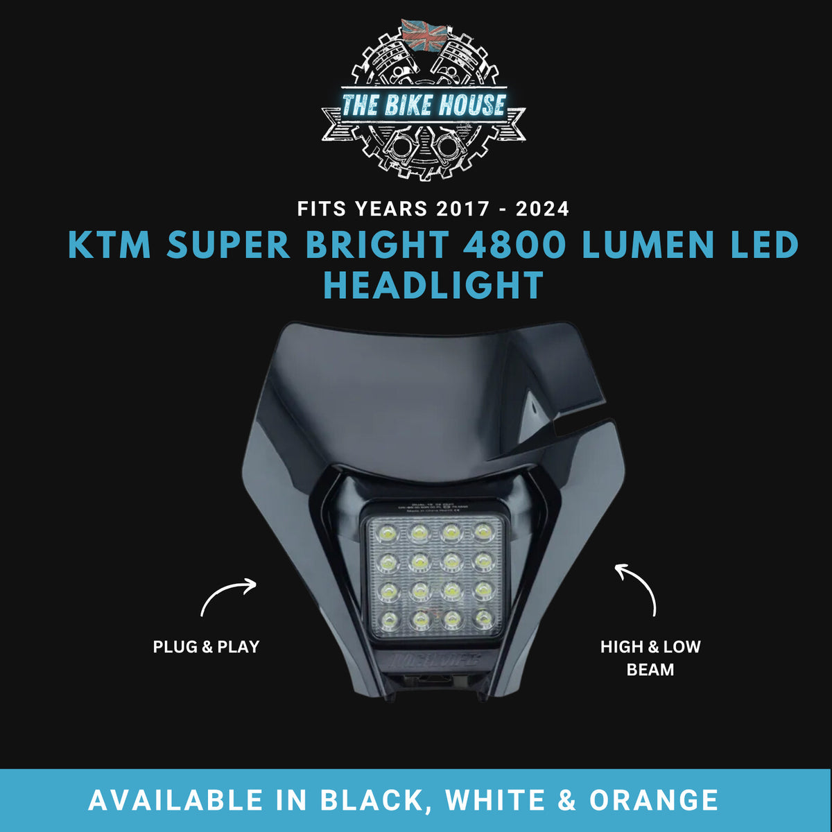 KTM 2017-2023 16 LED Black Headlight Super Bright 4800 Lumens TPI EXC Light #3