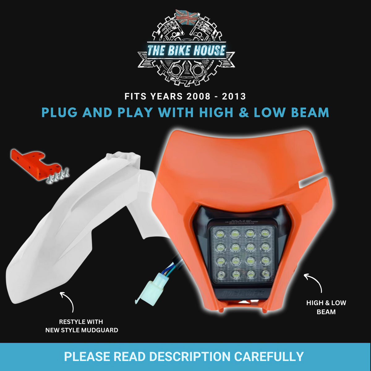 KTM 2008-2013 16 LED Orange Super Bright Headlight 4800 Lumens TPI EXC Light