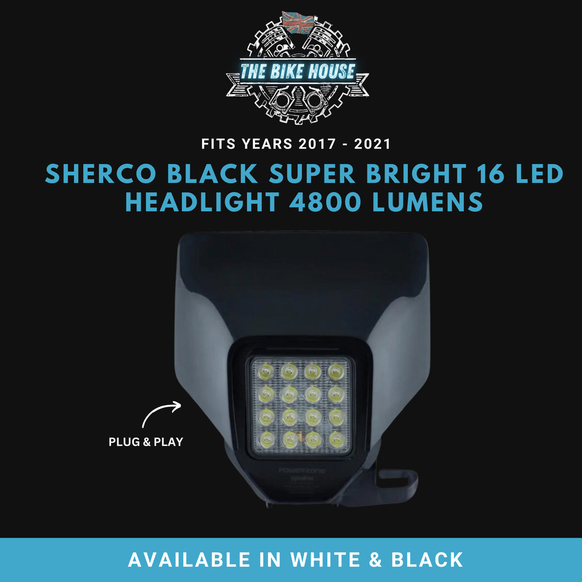 2017 - 2021 SHERCO BLACK SUPER BRIGHT LED HEADLIGHT 4800 LUMENS