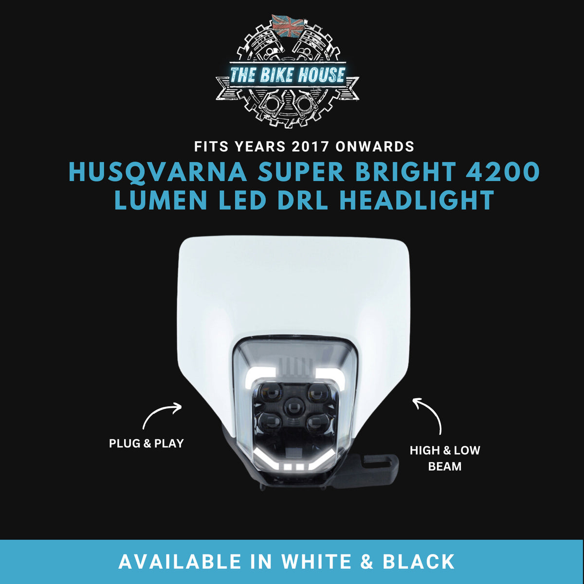 2017 - 2023 HUSQVARNA DRL WHITE SUPER BRIGHT LED HEADLIGHT 4200 LUMENS FE TE HUS
