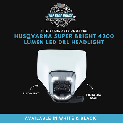 2017 - 2023 HUSQVARNA DRL WHITE SUPER BRIGHT LED HEADLIGHT 4200 LUMENS FE TE HUS