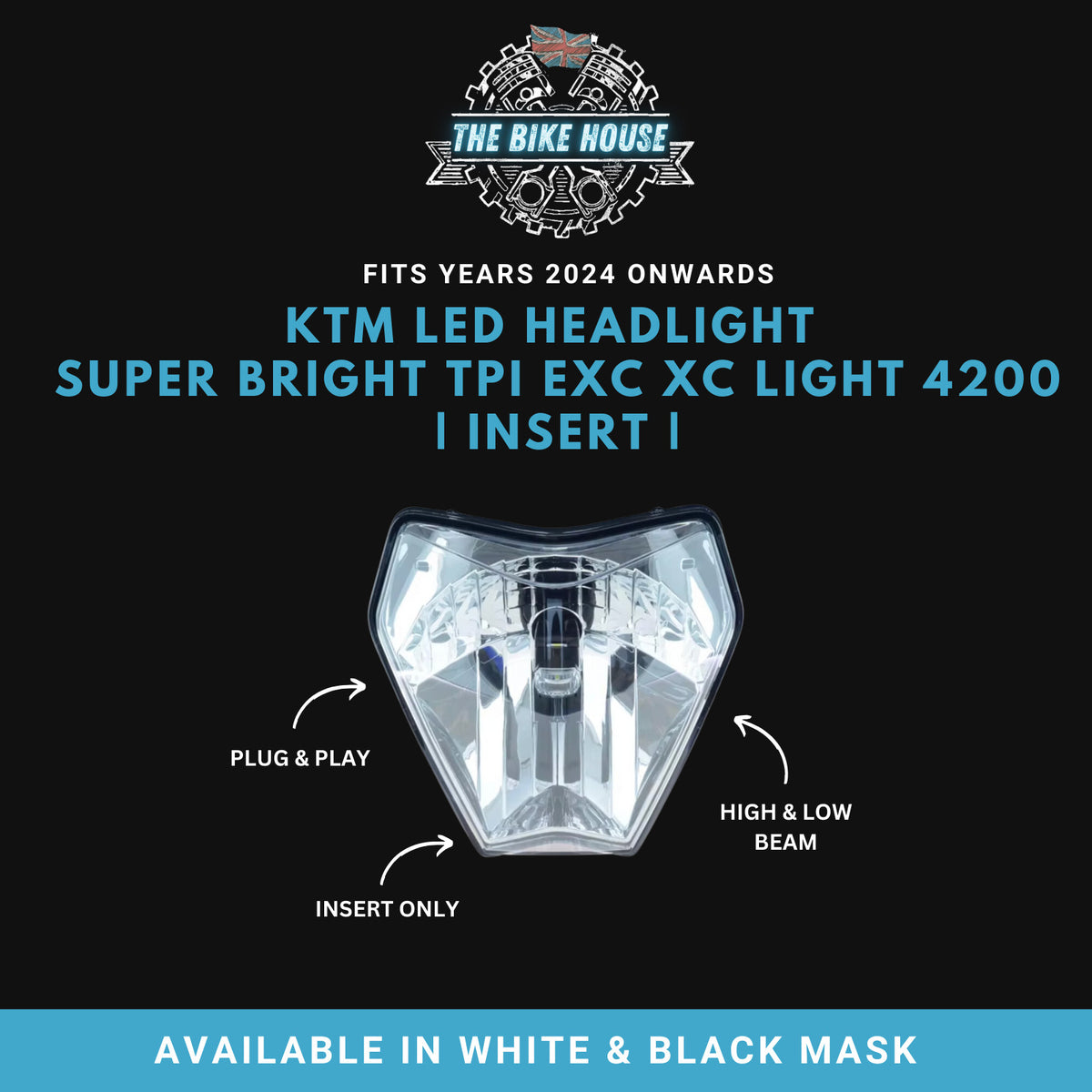 KTM 2024+ #1 LED Insert Headlight Super Bright 4200 Lumens TPI EXC Light