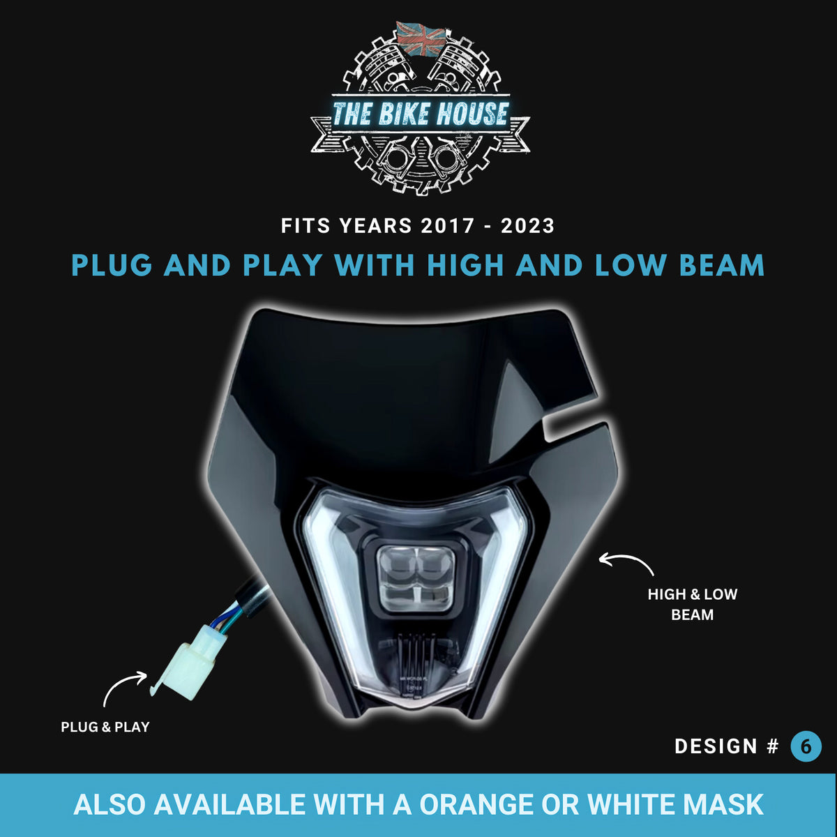 KTM 2017-2023 DRL LED Black Headlight Super Bright 5000 Lumens TPI EXC Light #6