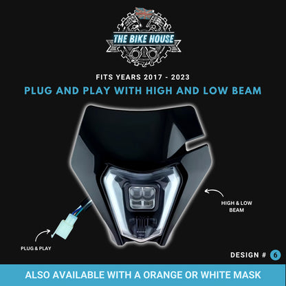 KTM 2017-2023 DRL LED Black Headlight Super Bright 5000 Lumens TPI EXC Light #6