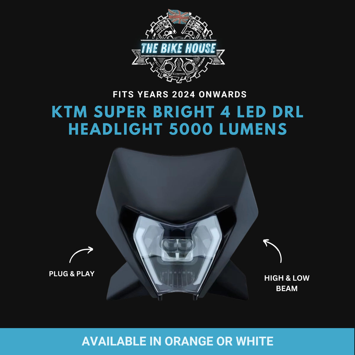 KTM 2024+ #3 LED DRL Black Headlight Super Bright 5000 Lumens TPI EXC Light