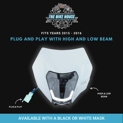 WHITE HUSQVARNA DRL LED HEADLIGHT 2015 - 2016 4200 LUMENS SUPER BRIGHT