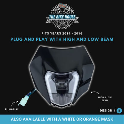KTM 2014-2016 SUPER BRIGHT LED DRL HEADLIGHT HI/LOW BLACK #5