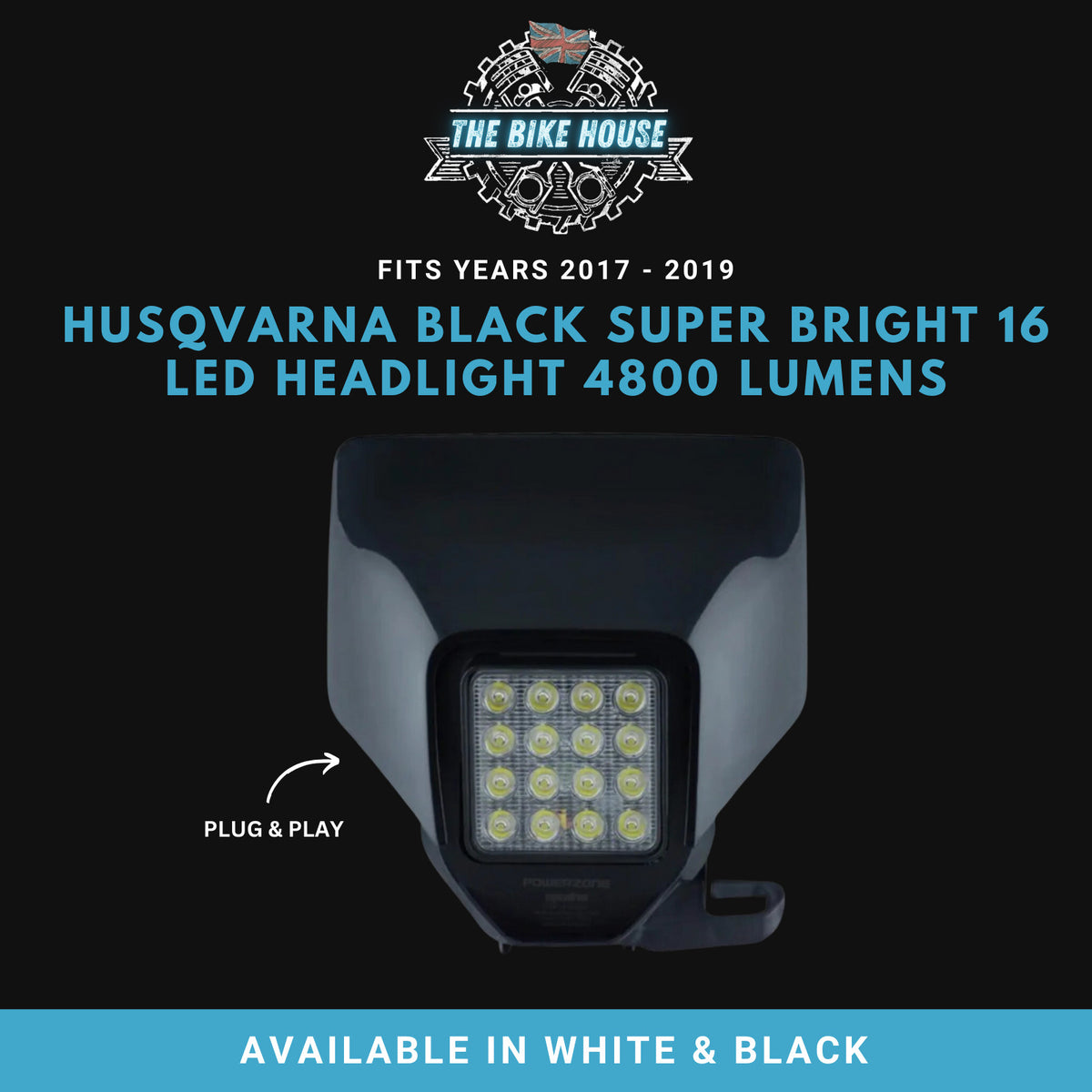 HUSQVARNA 2017-2023 16LED Black Super Bright LED Headlight 4800 LUMENS FE TE