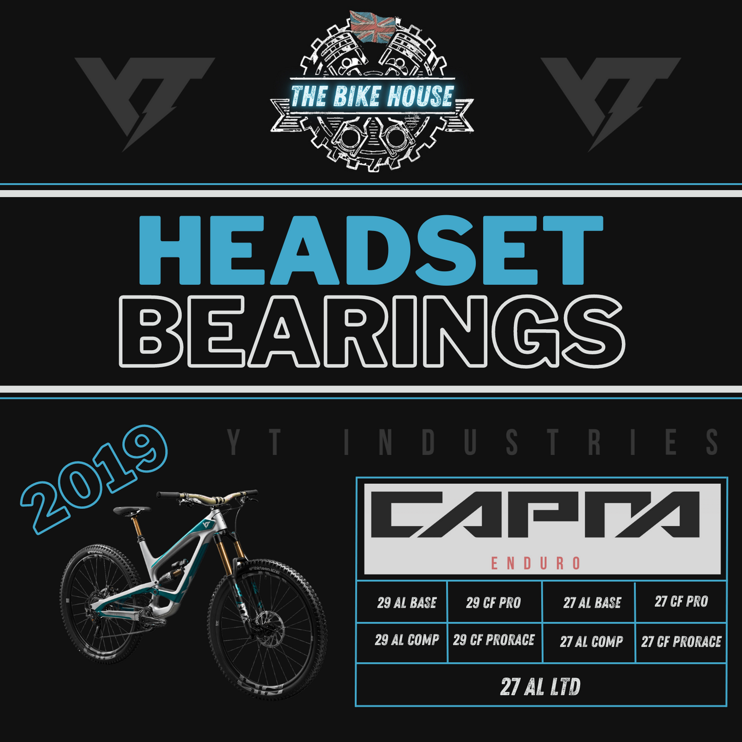 2019 YT CAPRA REPLACEMENT TAPERED HEADSET BEARINGS [ 29 | 27 | AL BASE | AL COMP | AL LTD | CF PRO RACE | CF PRO]