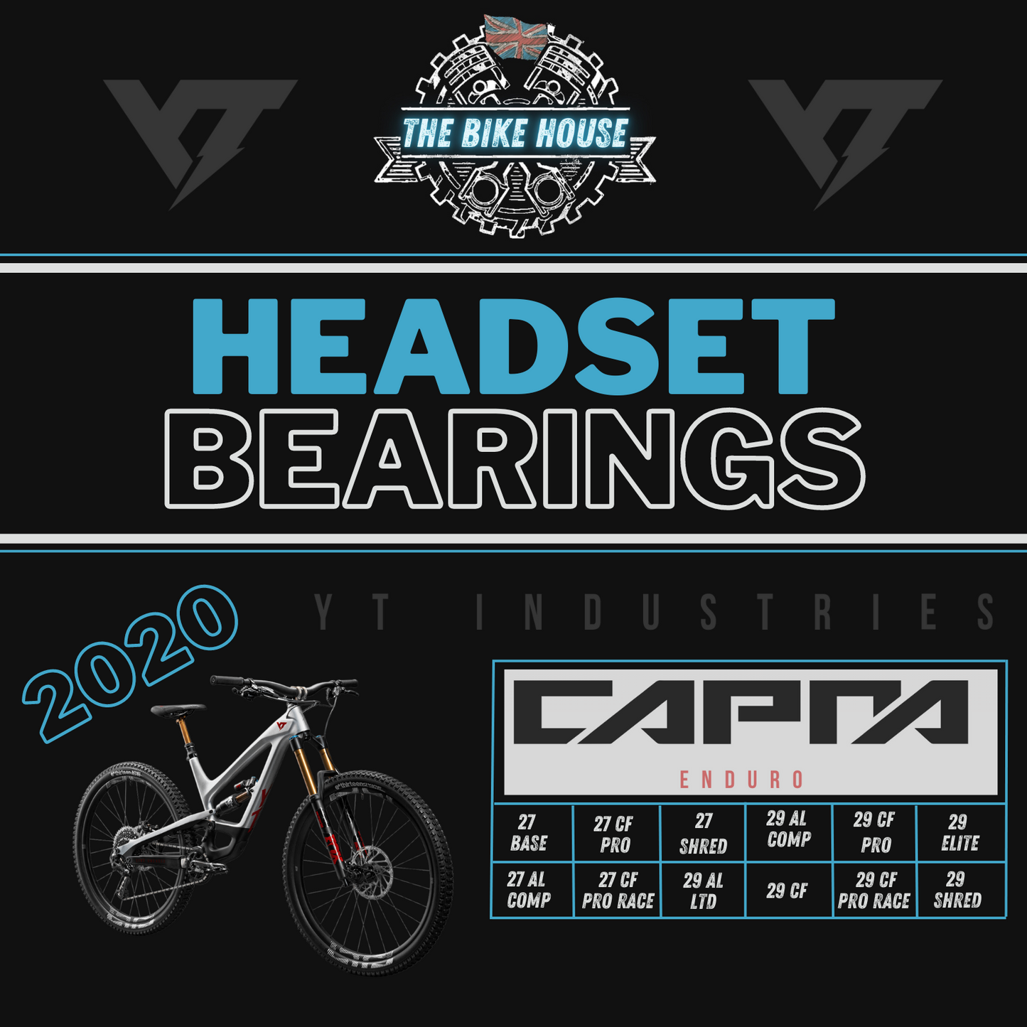 2020 YT CAPRA REPLACEMENT TAPERED HEADSET BEARINGS [ 27 | 29 | AL | CF | BASE | COMP | PRO | PRO RACE ]