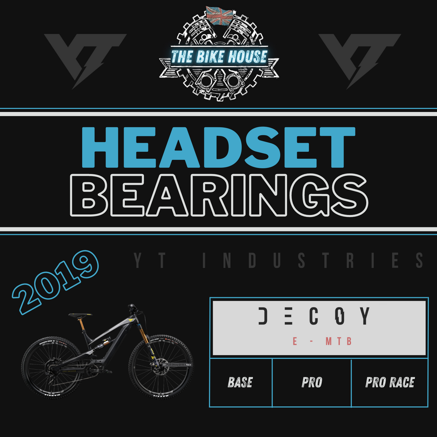 2019 YT DECOY REPLACEMENT TAPERED HEADSET BEARINGS [ BASE | PRO | PRO RACE ]