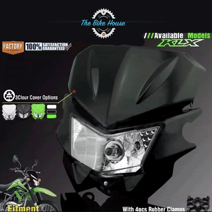 Kawasaki KLX125 KLX150 Replacement Black Headlight Light with mask