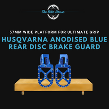 Load image into Gallery viewer, HUSQVARNA ANODISED BLUE CNC 57mm WIDE FOOT PEGS FOR ULTIMATE GRIP STAINLESS TEETH
