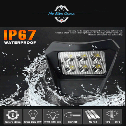 KTM 2008 - 2013 Super Bright 6 LED Headlight TPI EXC [ White | Orange | Black ]