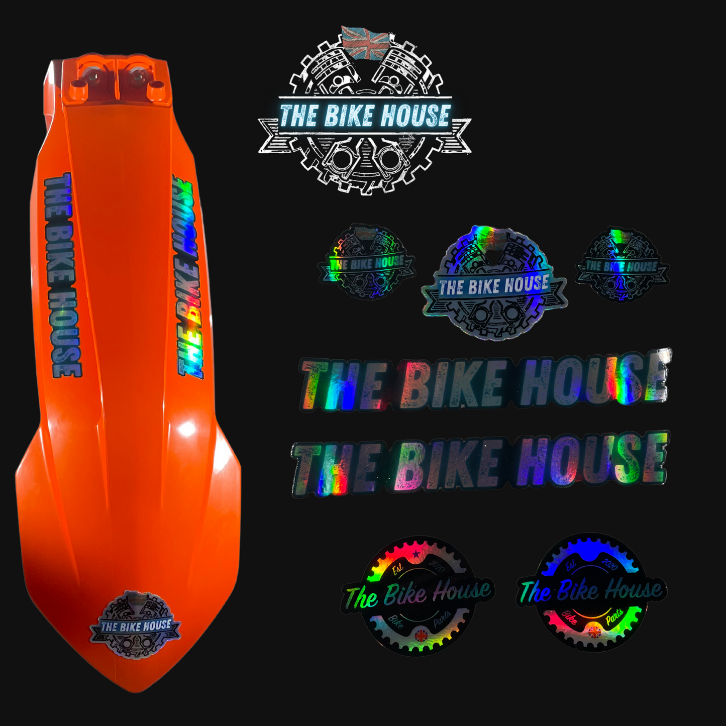 The Bike House holographic 7 piece sticker set